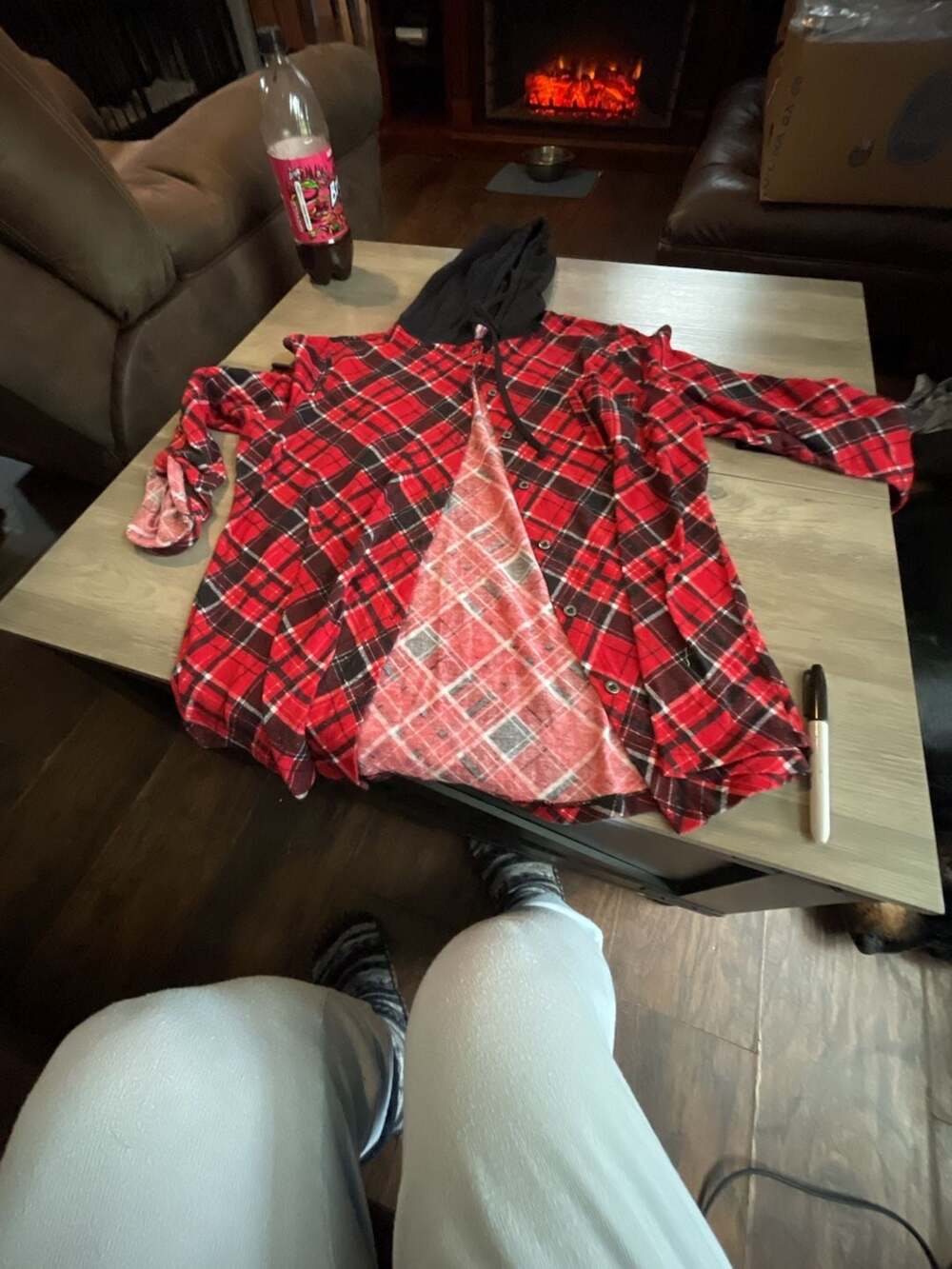 #D22 No Boundaries Hooded Plaid Flannel Shirt Size 1X Red